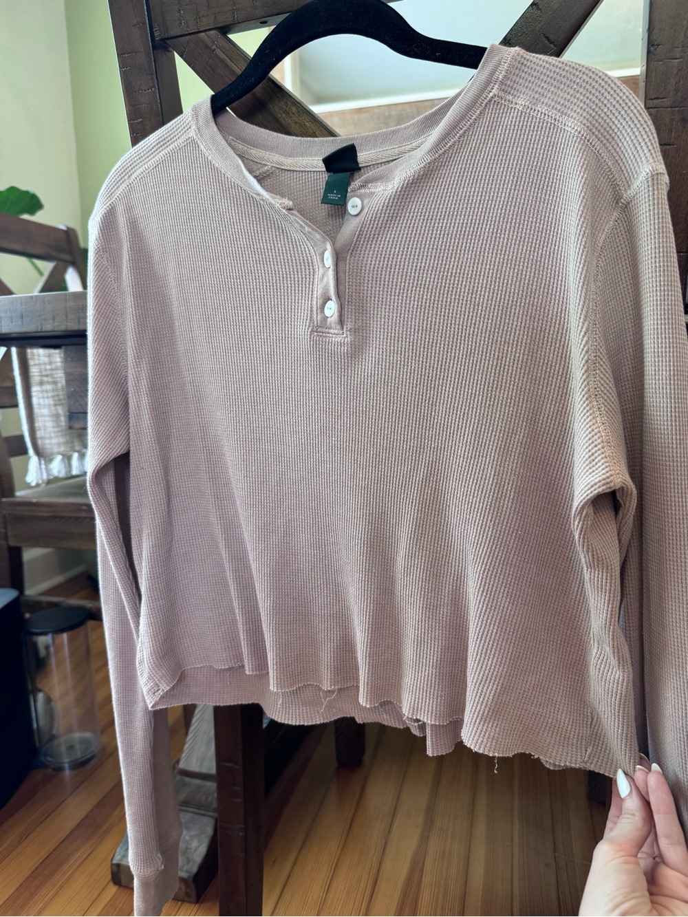 wild fable Blush Pink Waffle Knit Henley Long Sleeve
